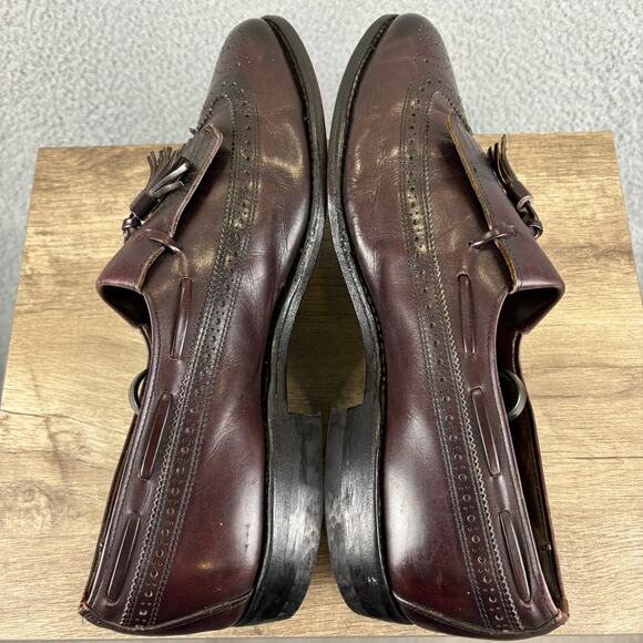 Allen Edmonds Mens 11 Arlington Burgundy Wing-tipped Kiltie Tasseled Shoe Loafer - Picture 8 of 13